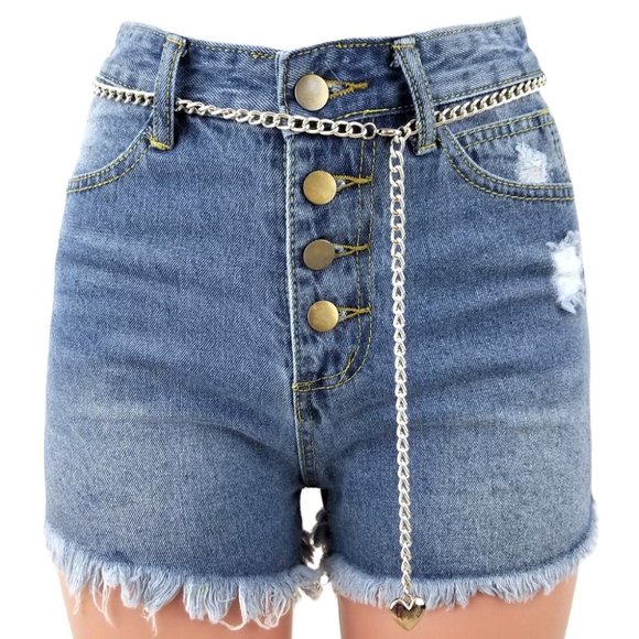 Accessories - 90s Vintage Heart Charm Chain Belt